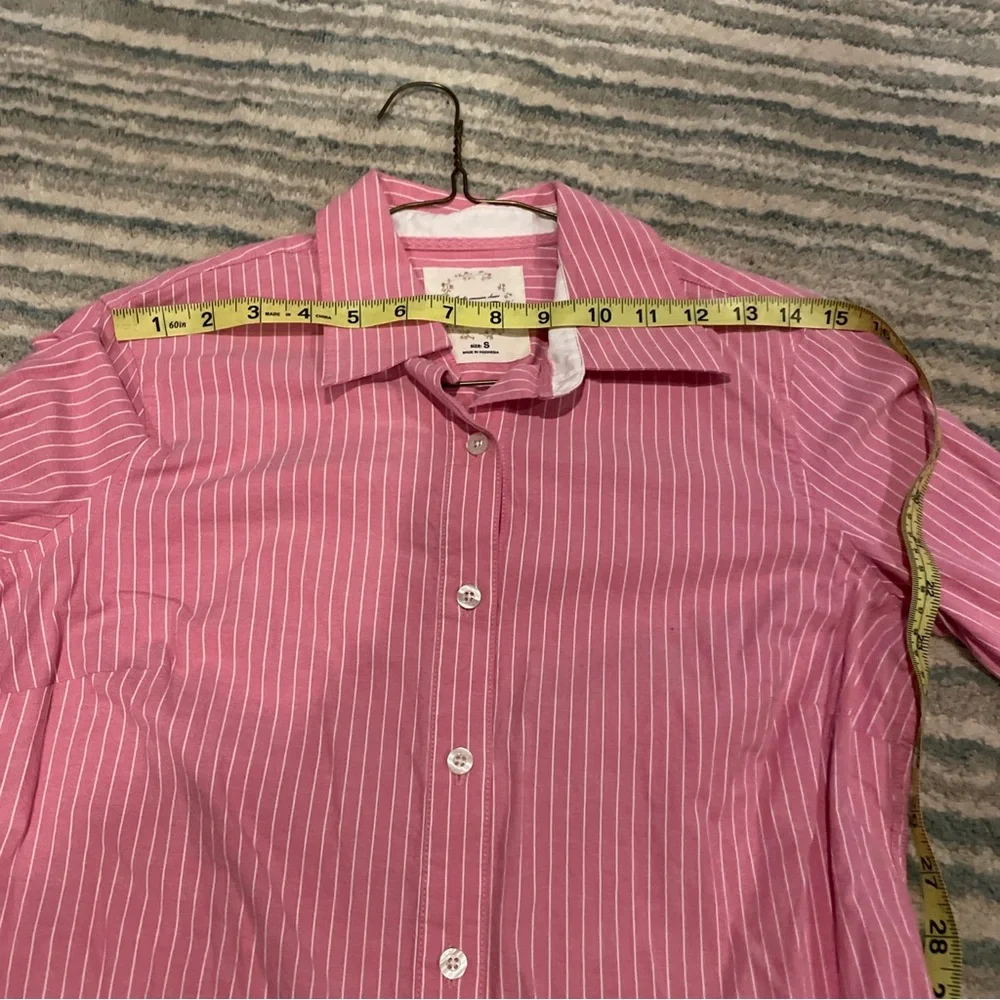 Izod Button Down Shirt Blouse Pink Striped Sz Small - Picture 9 of 11